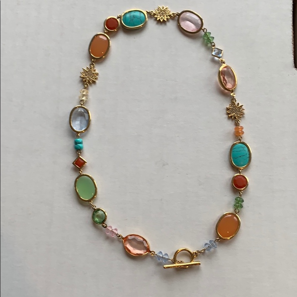 Multi-Colored Gemstone Toggle Necklace - image 1